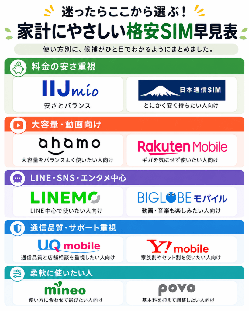格安sim早見表